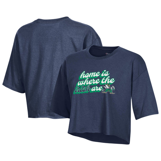 Women's Champion Navy Notre Dame Fighting Irish Boyfriend Cropped T-Shirt