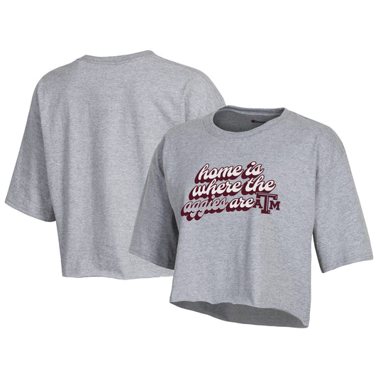 Women's Champion Gray Texas A&M Aggies Boyfriend Cropped T-Shirt