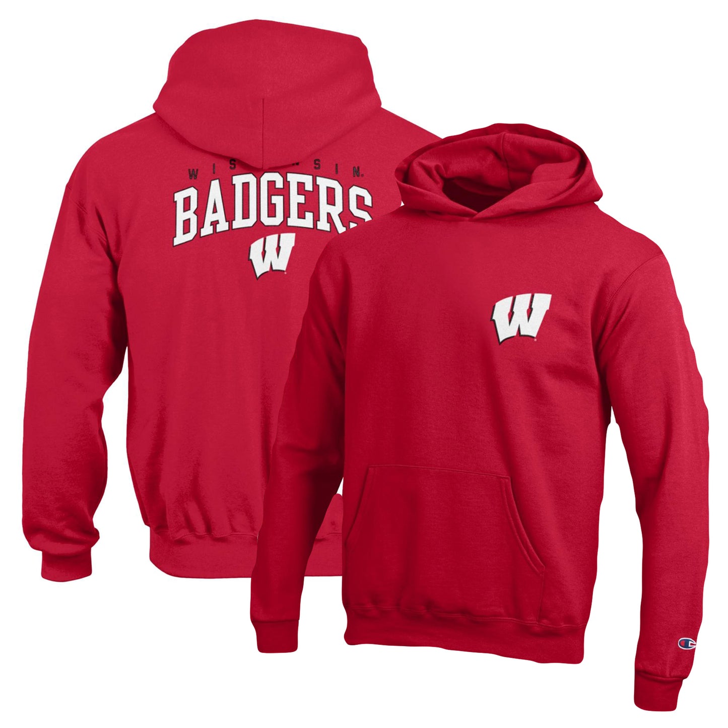 Youth Champion Red Wisconsin Badgers Powerblend Two-Hit Pullover Hoodie