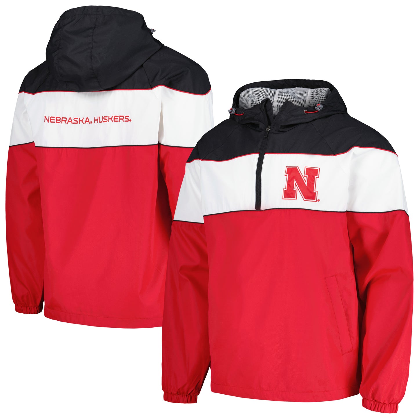 Men's G-III Sports by Carl Banks Scarlet Nebraska Huskers Center Line Half-Zip Raglan Hoodie Jacket