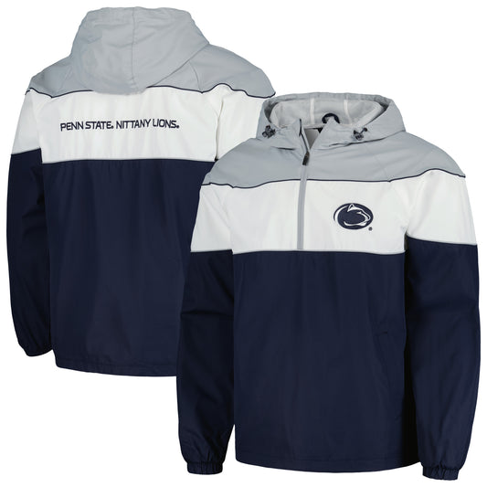 Men's G-III Sports by Carl Banks Navy Penn State Nittany Lions Center Line Half-Zip Raglan Hoodie Jacket