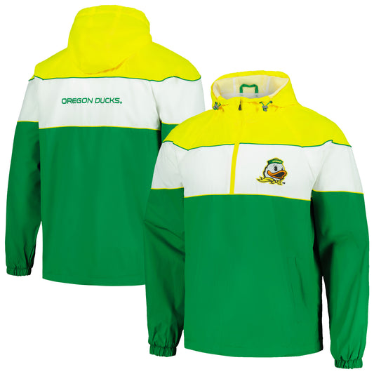 Men's G-III Sports by Carl Banks Green Oregon Ducks Center Line Half-Zip Raglan Hoodie Jacket