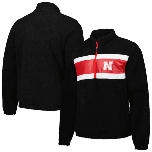 Men's G-III Sports by Carl Banks Black Nebraska Huskers Pinch Runner Half-Zip Top