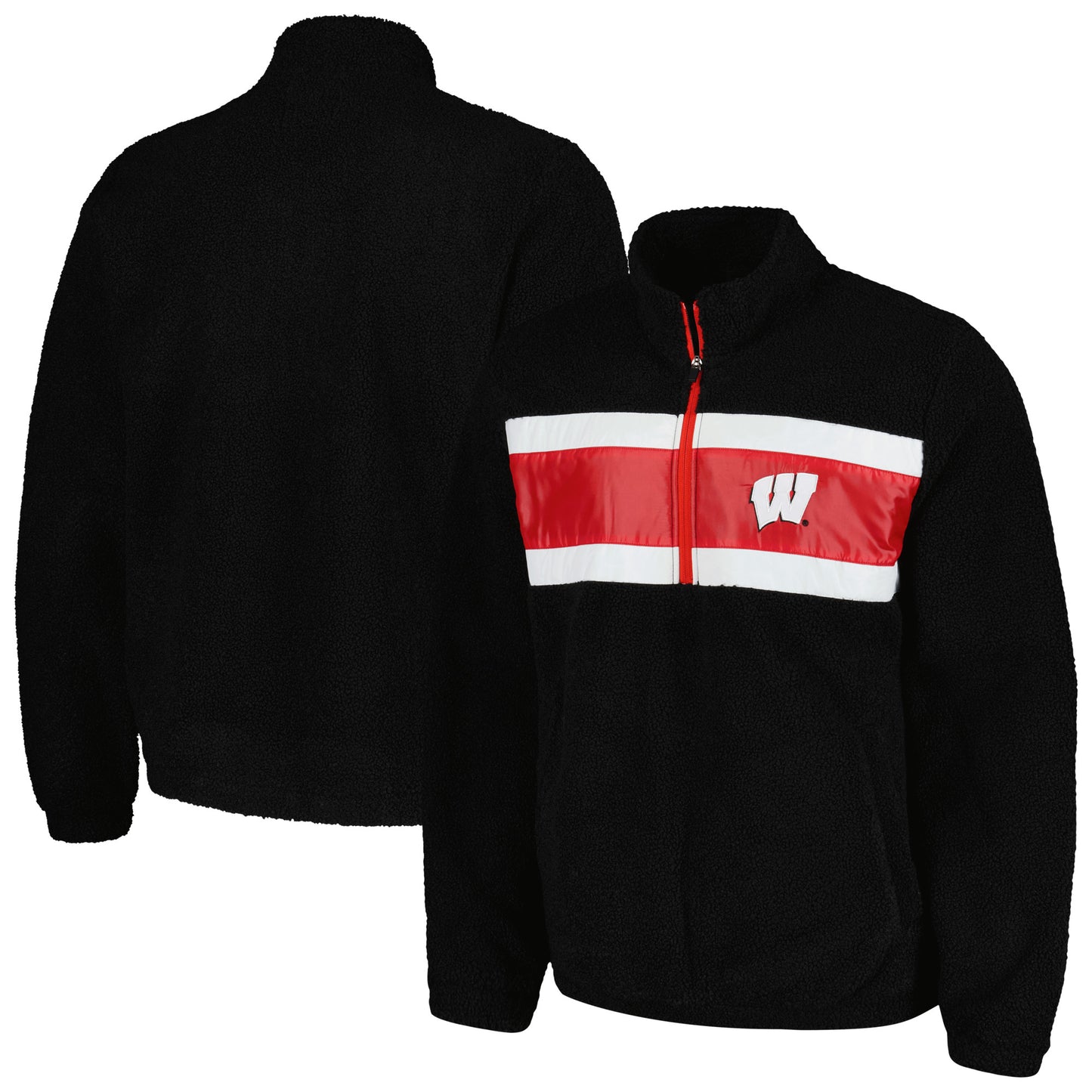 Men's G-III Sports by Carl Banks Black Wisconsin Badgers Pinch Runner Half-Zip Top