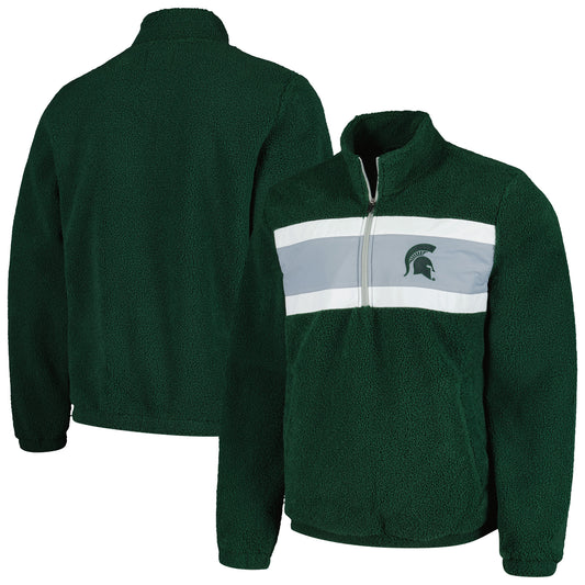 Men's G-III Sports by Carl Banks Green Michigan State Spartans Pinch Runner Half-Zip Top