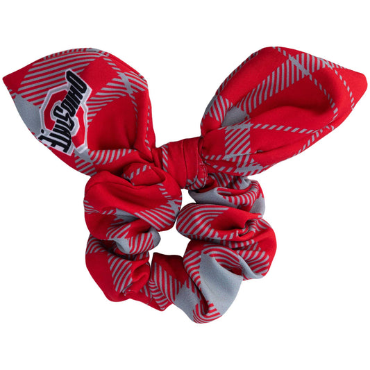 ZooZatz Ohio State Buckeyes Plaid Scrunchie with Bow