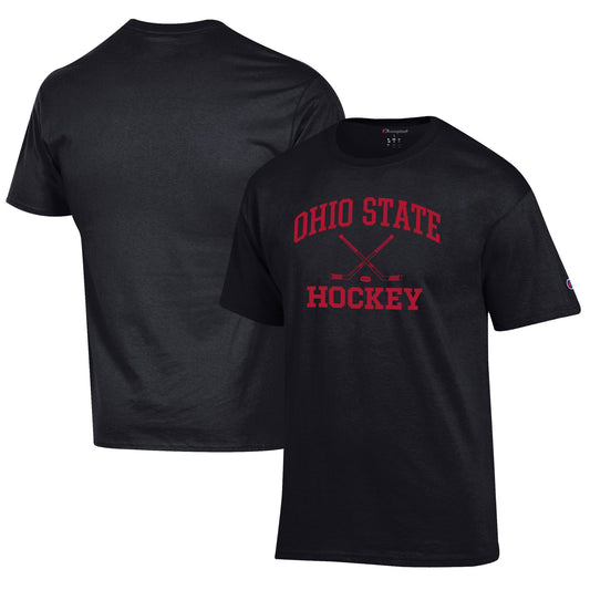 Men's Champion Black Ohio State Buckeyes Hockey Icon T-Shirt