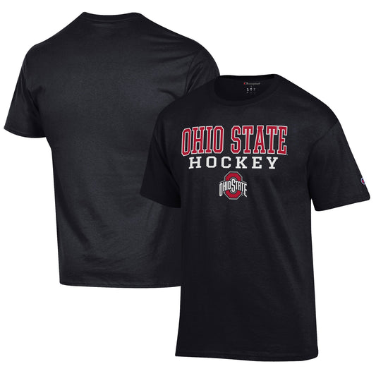 Men's Champion Black Ohio State Buckeyes Hockey Stack T-Shirt