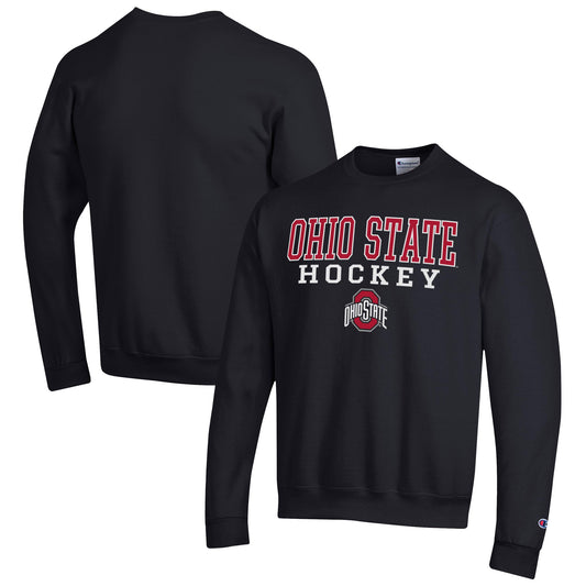 Men's Champion Black Ohio State Buckeyes Hockey Stack Pullover Sweatshirt