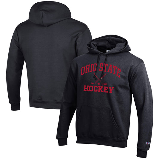 Men's Champion Black Ohio State Buckeyes Hockey Icon Pullover Hoodie