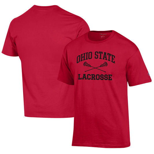 Men's Champion Scarlet Ohio State Buckeyes Lacrosse Icon T-Shirt