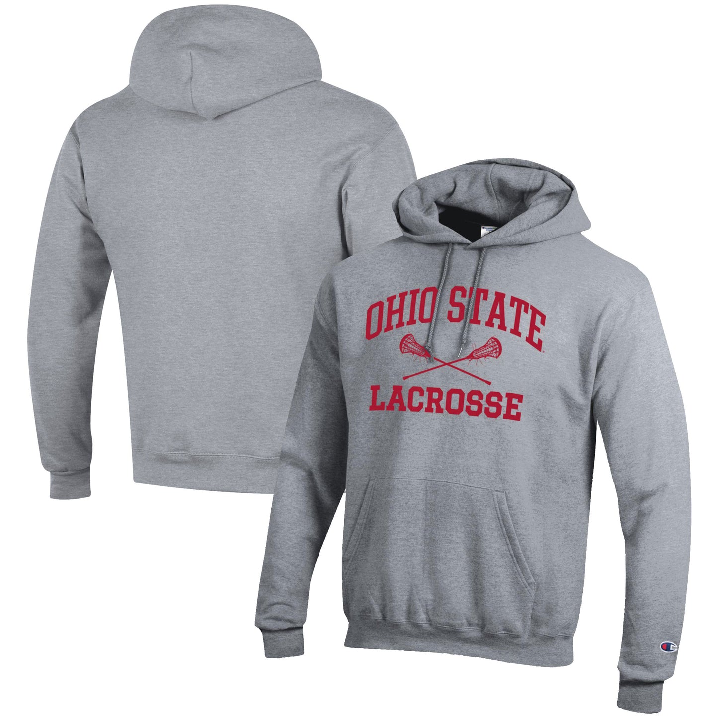 Men's Champion Gray Ohio State Buckeyes Lacrosse Icon Pullover Hoodie