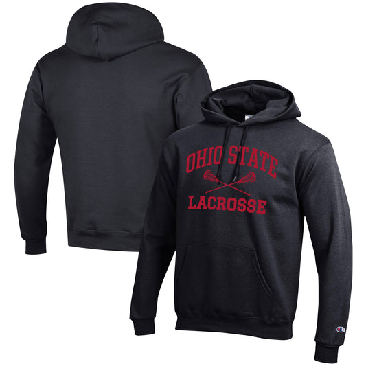 Men's Champion Black Ohio State Buckeyes Lacrosse Icon Pullover Hoodie