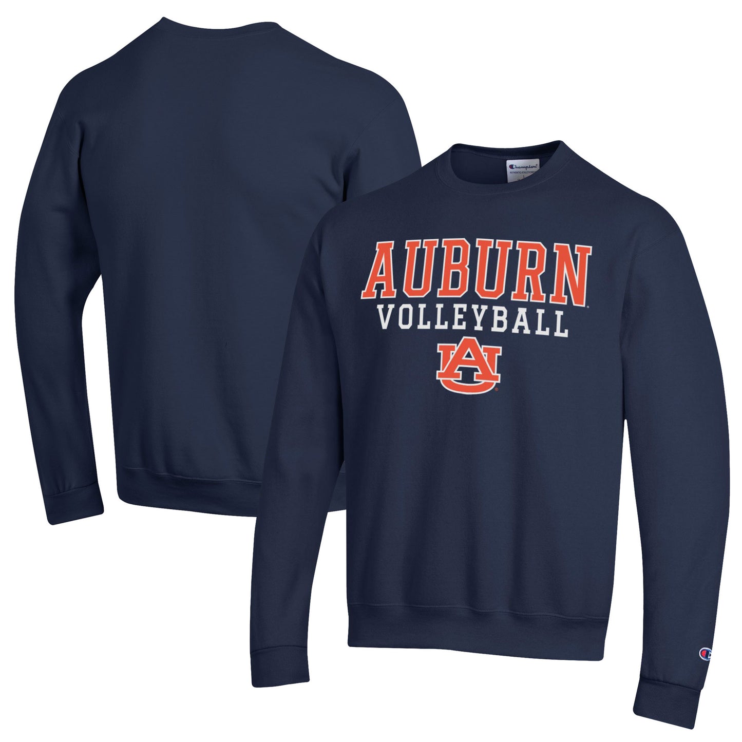 Men's Champion Navy Auburn Tigers Volleyball Stack Pullover Crewneck Sweatshirt