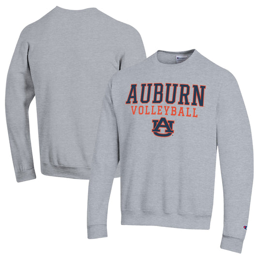 Men's Champion Gray Auburn Tigers Volleyball Stack Pullover Crewneck Sweatshirt