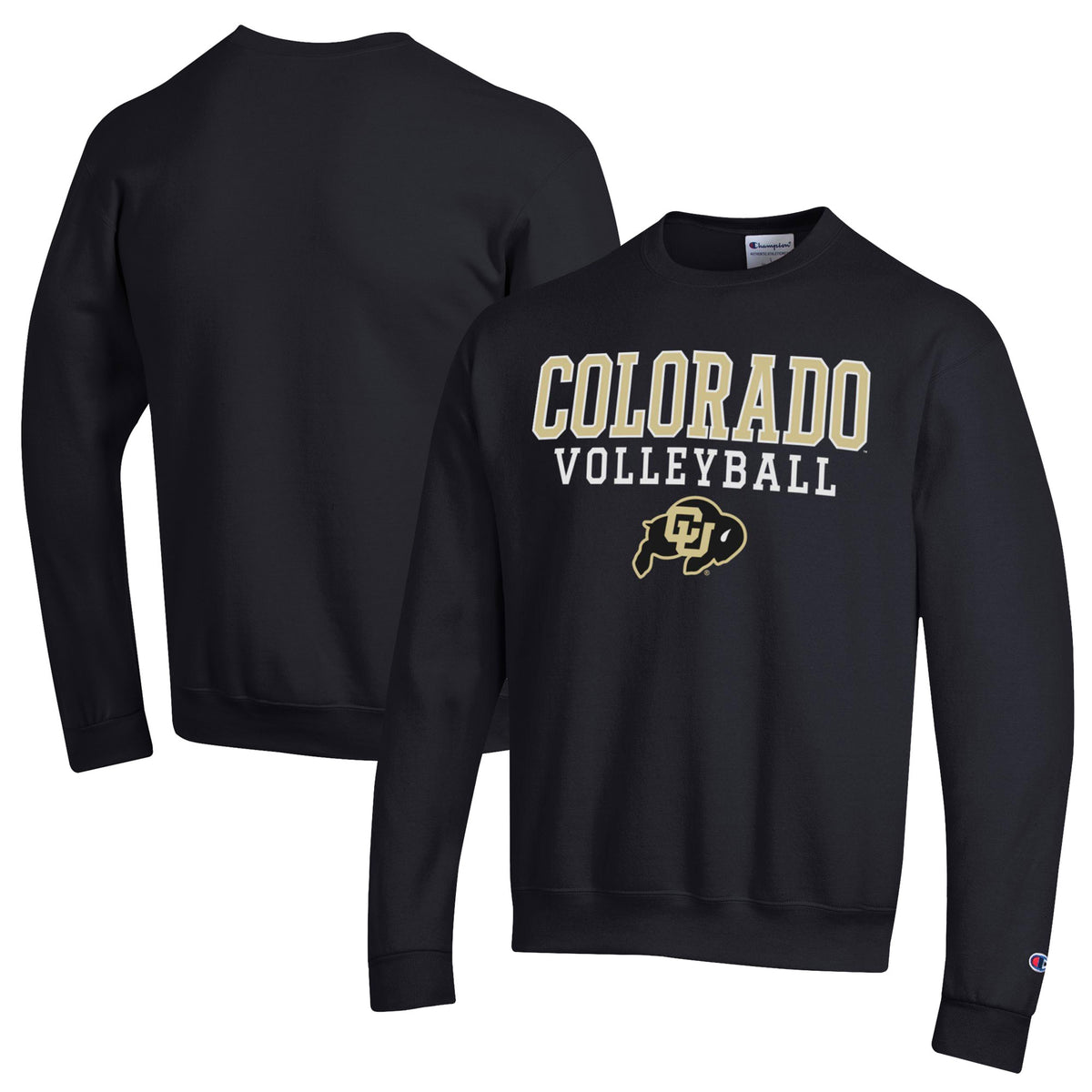 Men's Champion Black Colorado Buffaloes Volleyball Stack Pullover Crewneck Sweatshirt