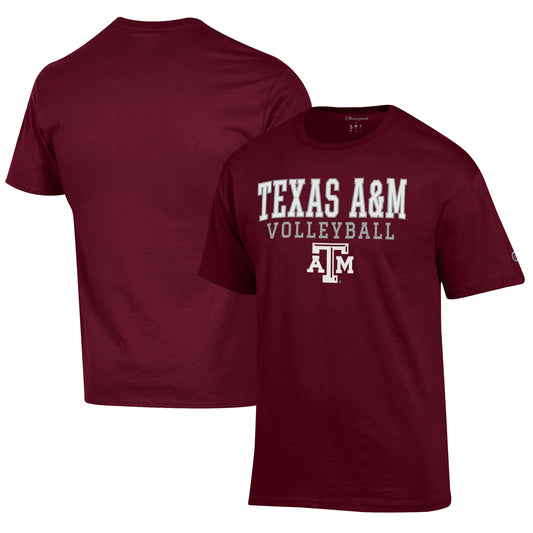 Men's Champion Maroon Texas A&M Aggies Volleyball Stack T-Shirt