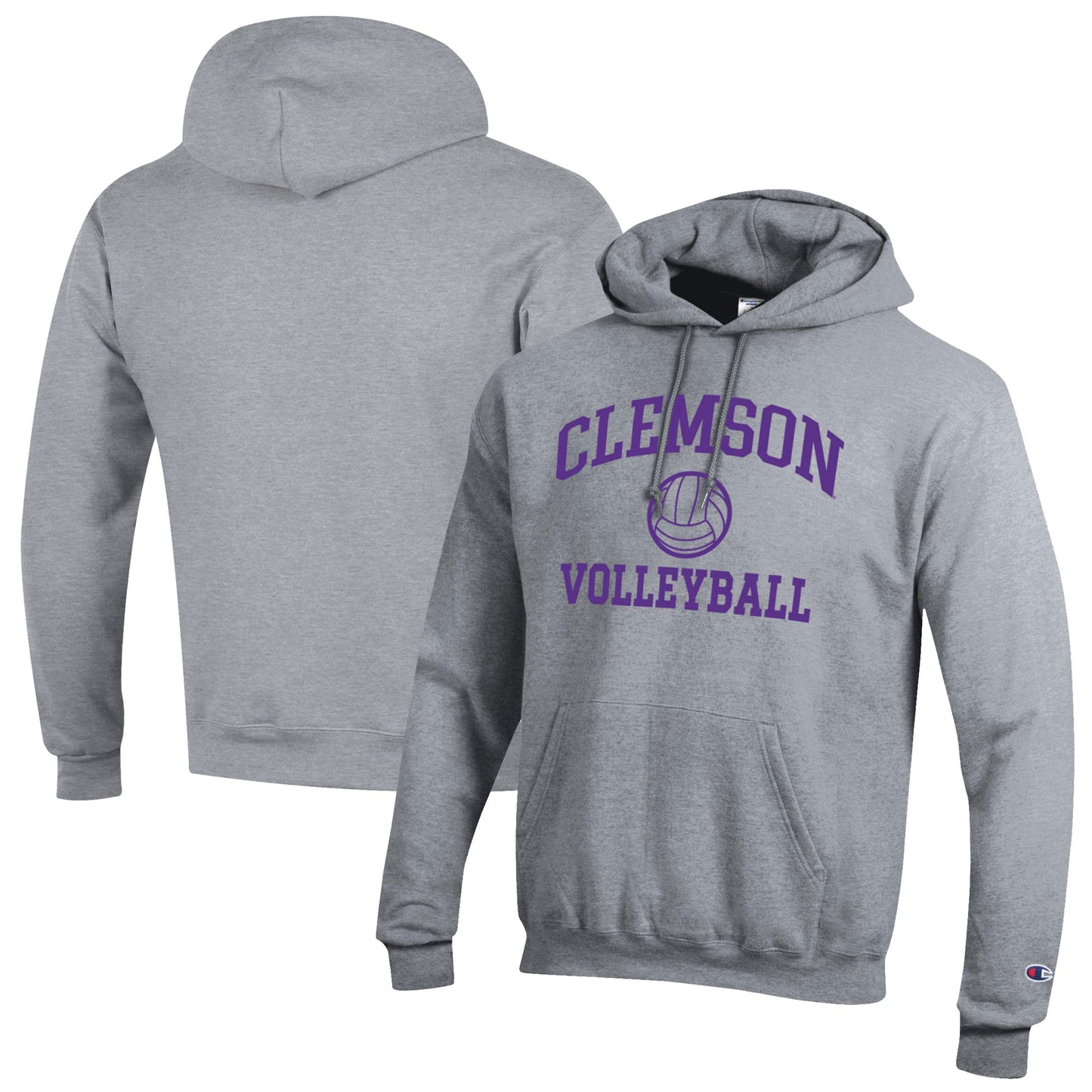 Men's Champion Gray Clemson Tigers Volleyball Icon Pullover Hoodie