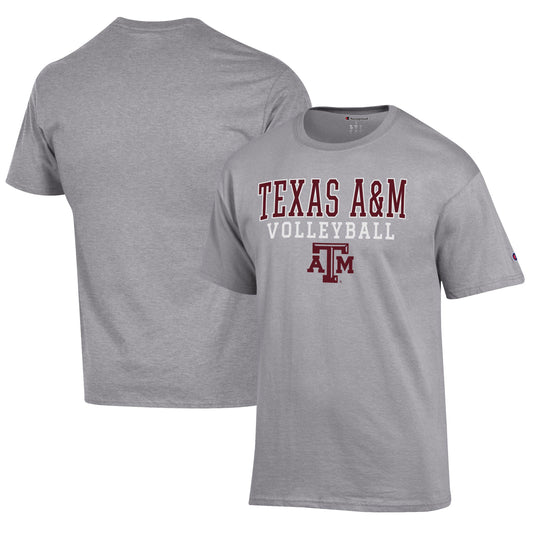 Men's Champion Gray Texas A&M Aggies Volleyball Stack T-Shirt