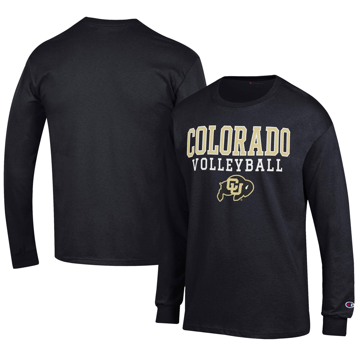 Men's Champion Black Colorado Buffaloes Volleyball Stack Long Sleeve T-Shirt