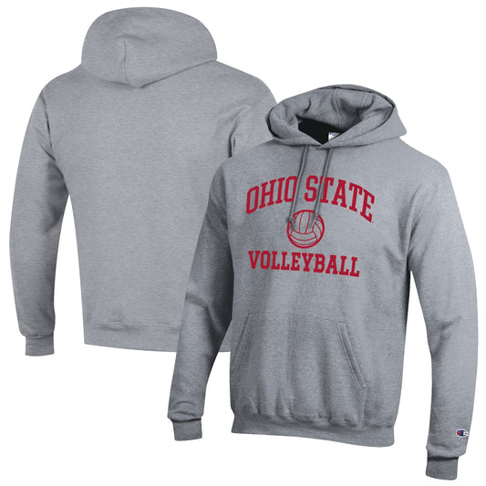 Men's Champion Gray Ohio State Buckeyes Volleyball Icon Pullover Hoodie