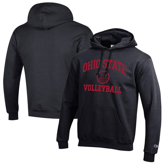 Men's Champion Black Ohio State Buckeyes Volleyball Icon Pullover Hoodie