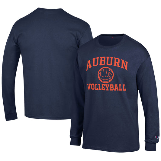 Men's Champion Navy Auburn Tigers Volleyball Icon Long Sleeve T-Shirt