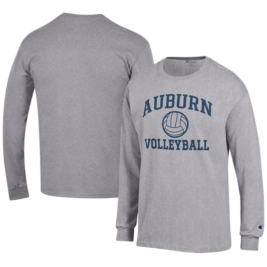 Men's Champion Gray Auburn Tigers Volleyball Icon Long Sleeve T-Shirt