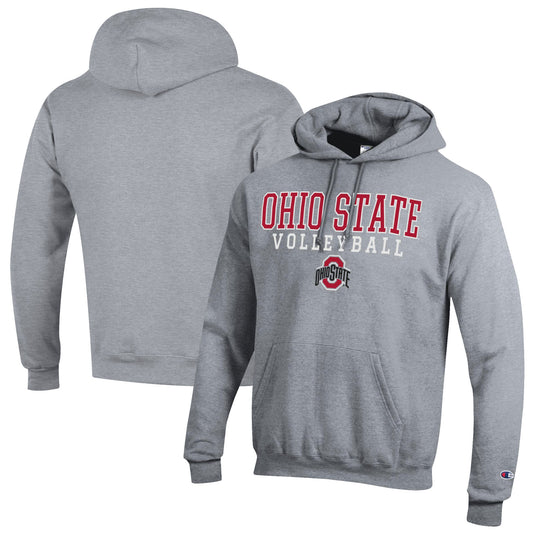 Men's Champion Gray Ohio State Buckeyes Volleyball Stack Pullover Hoodie