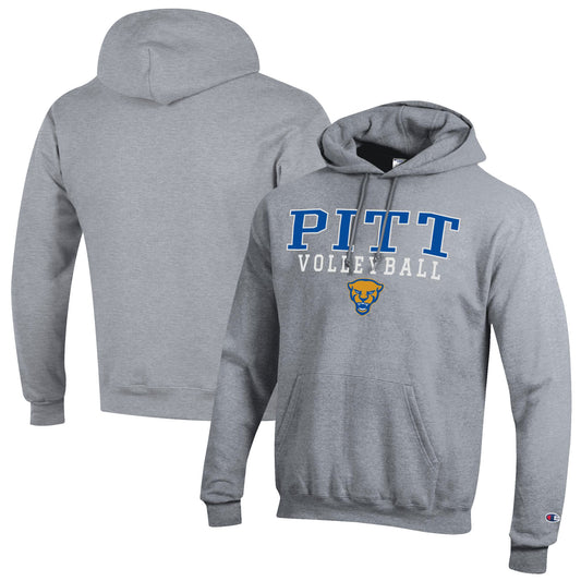 Men's Champion Gray Pitt Panthers Volleyball Stack Pullover Hoodie