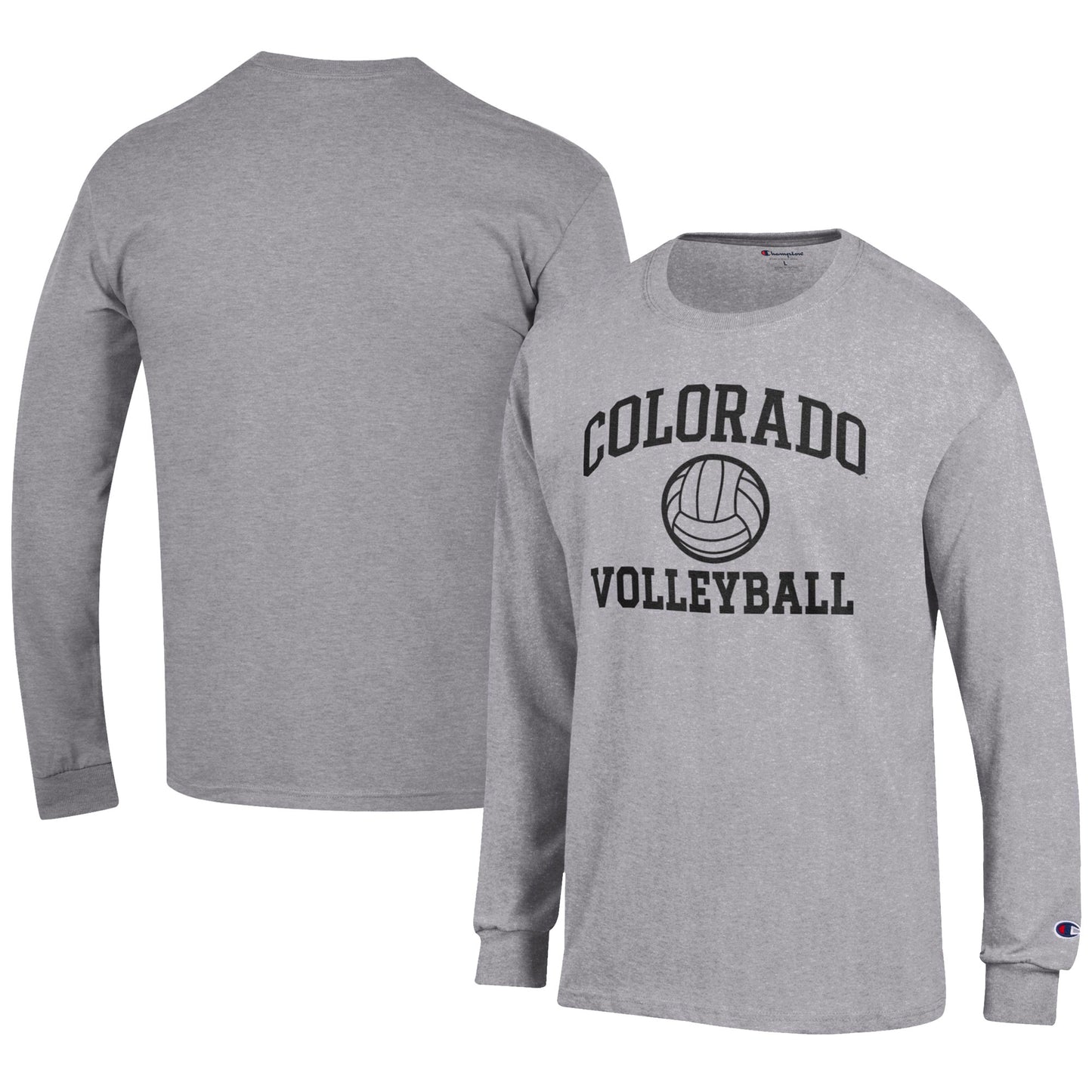 Men's Champion Gray Colorado Buffaloes Volleyball Icon Long Sleeve T-Shirt