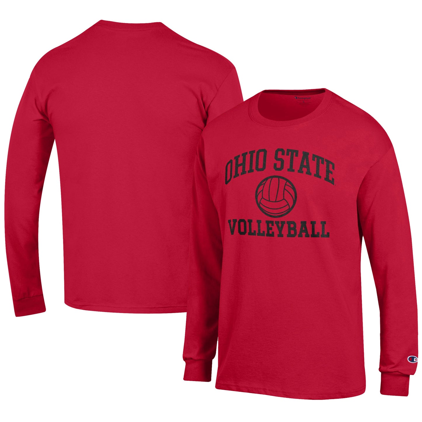 Men's Champion Scarlet Ohio State Buckeyes Volleyball Icon Long Sleeve T-Shirt