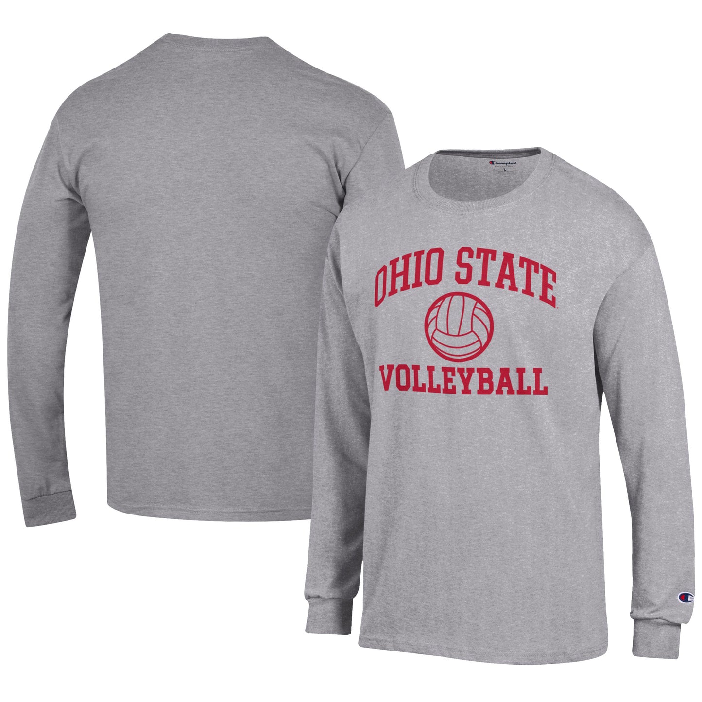 Men's Champion Gray Ohio State Buckeyes Volleyball Icon Long Sleeve T-Shirt