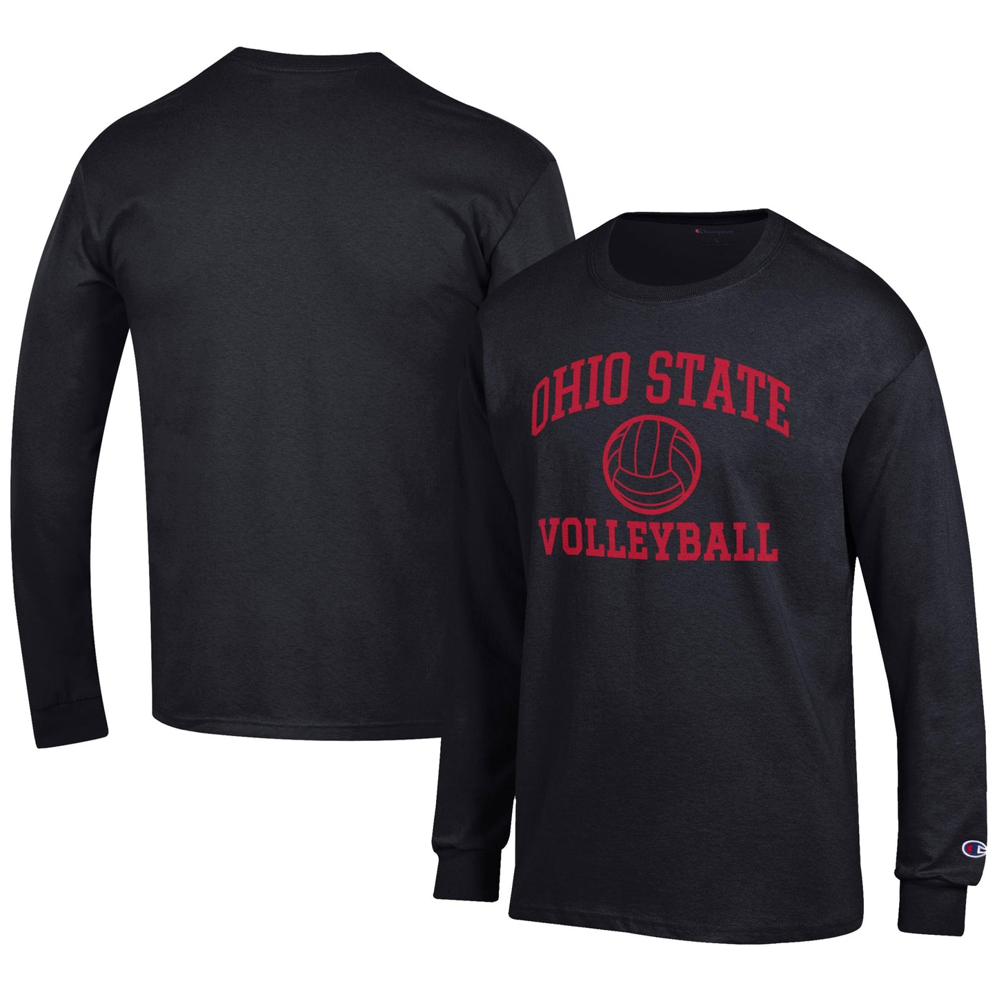 Men's Champion Black Ohio State Buckeyes Volleyball Icon Long Sleeve T-Shirt