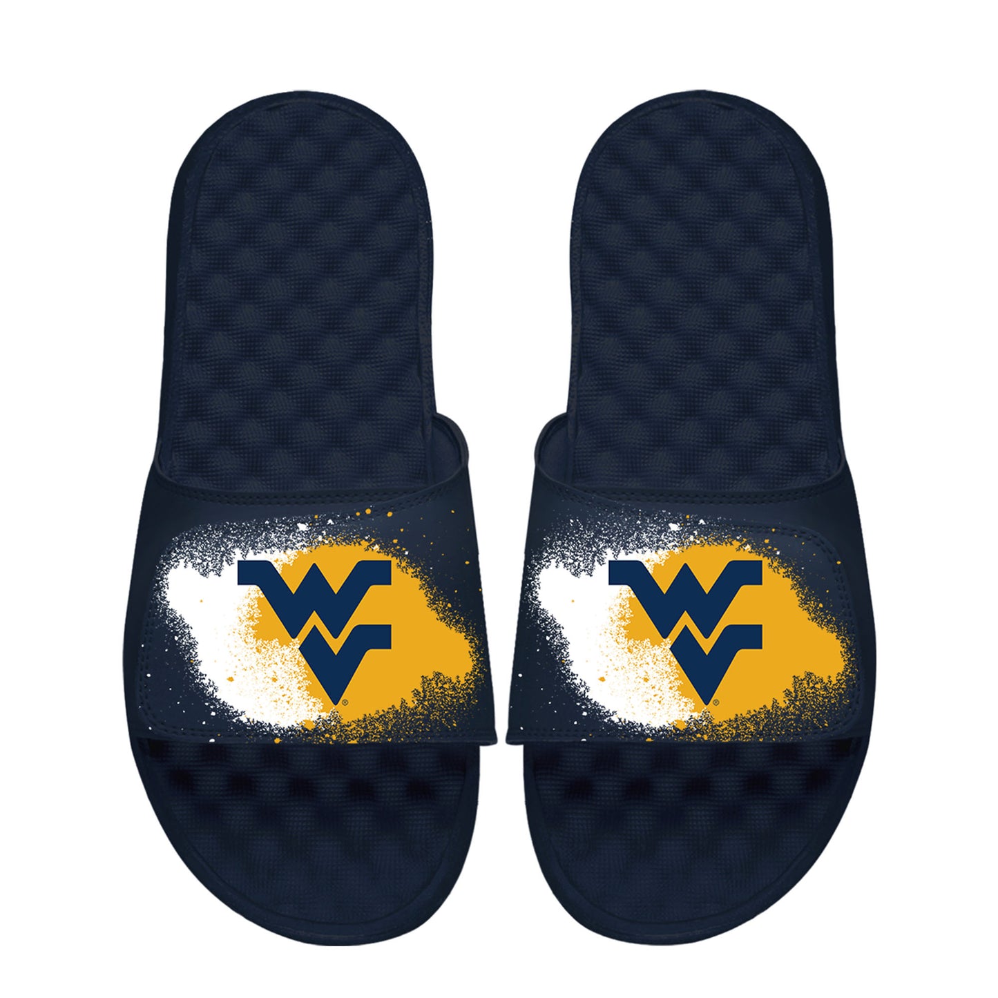 Youth ISlide  Navy West Virginia Mountaineers Spray Paint Slide Sandals