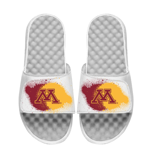 Men's ISlide  White Minnesota Golden Gophers Spray Paint Slide Sandals