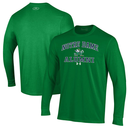 Men's Under Armour  Green Notre Dame Fighting Irish Alumni Performance Long Sleeve T-Shirt