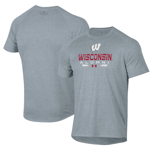 Men's Under Armour  Gray Wisconsin Badgers Alumni Tech T-Shirt