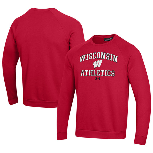 Men's Under Armour  Red Wisconsin Badgers Athletics All Day Fleece Pullover Sweatshirt