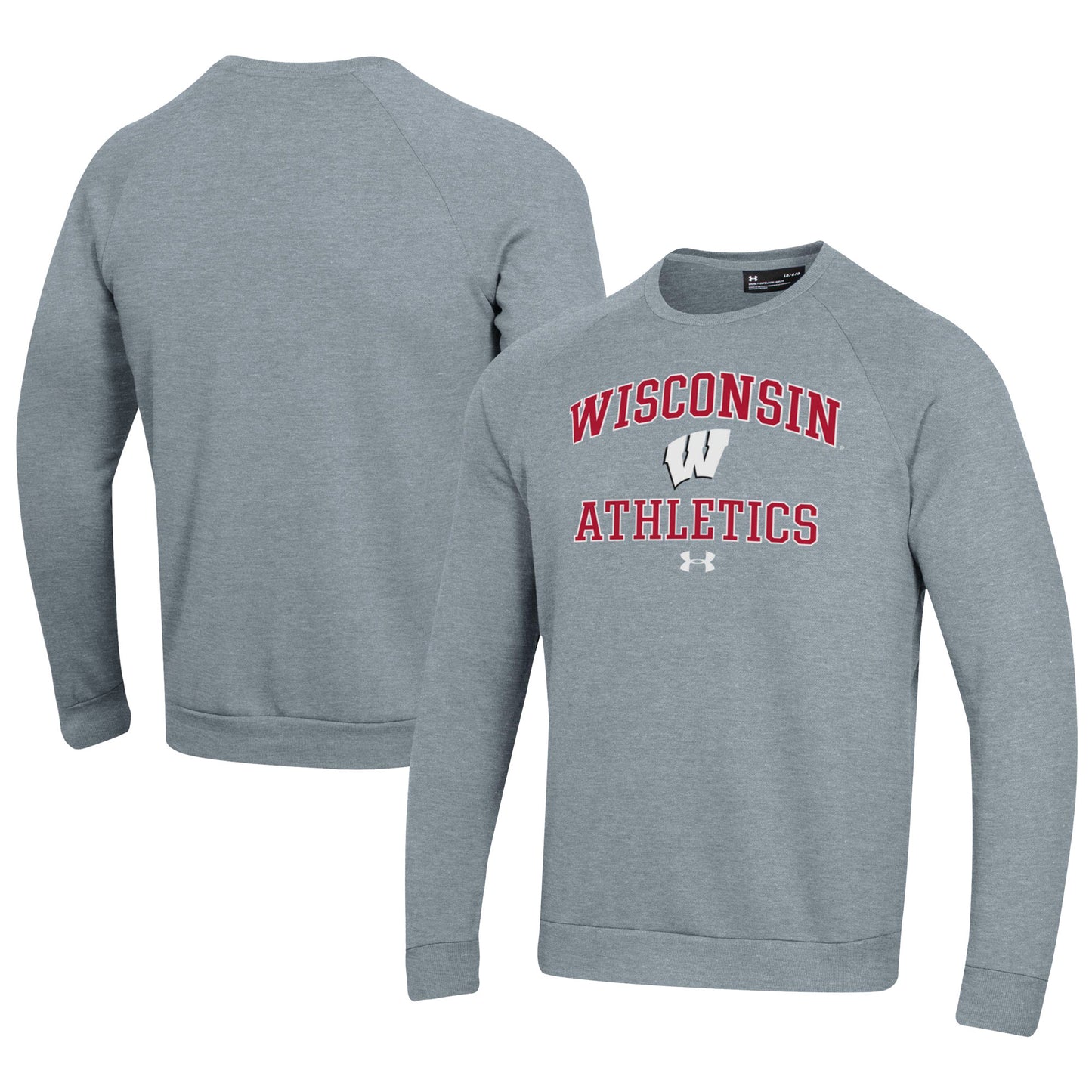 Men's Under Armour  Gray Wisconsin Badgers Athletics All Day Fleece Pullover Sweatshirt