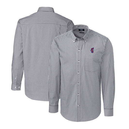 Men's Cutter & Buck  Charcoal Florida Gators Swinging Gator Big & Tall Easy Care Stretch Gingham Long Sleeve Button-Down Shirt