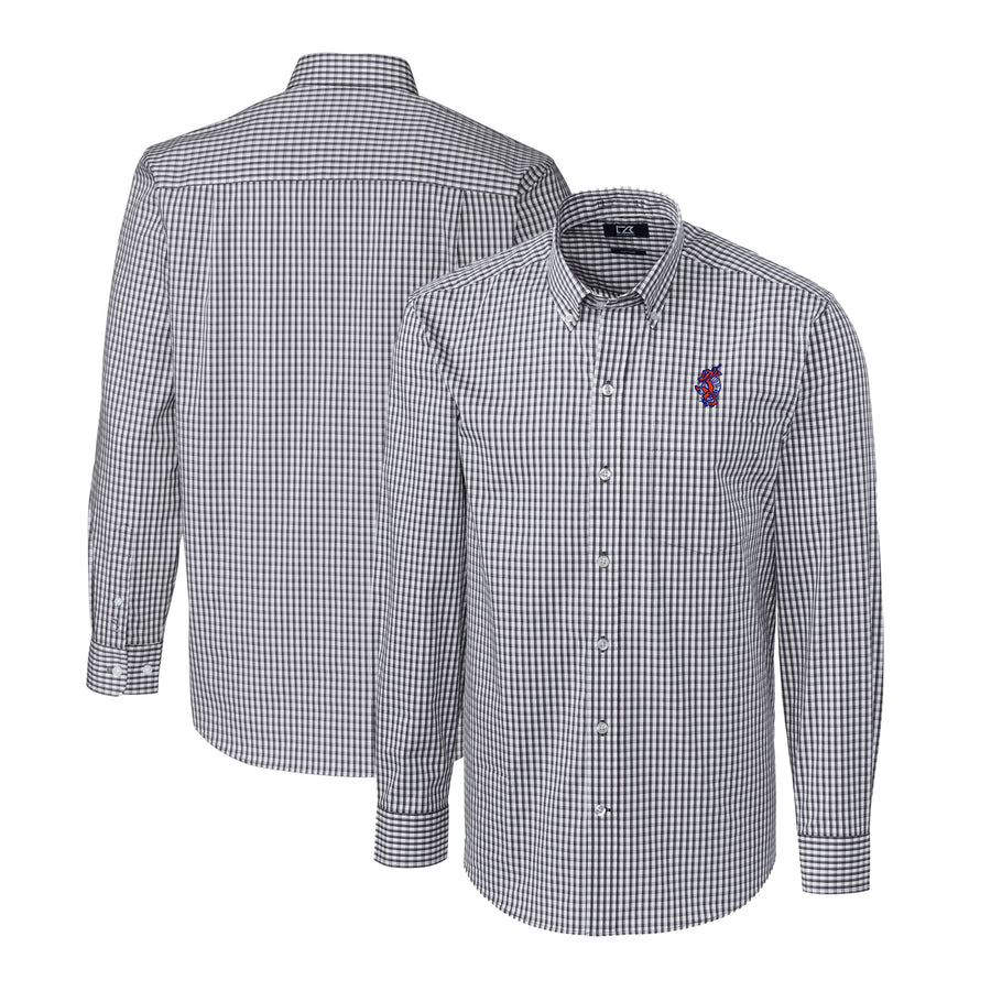 Men's Cutter & Buck  Charcoal Florida Gators Swinging Gator Big & Tall Easy Care Stretch Gingham Long Sleeve Button-Down Shirt