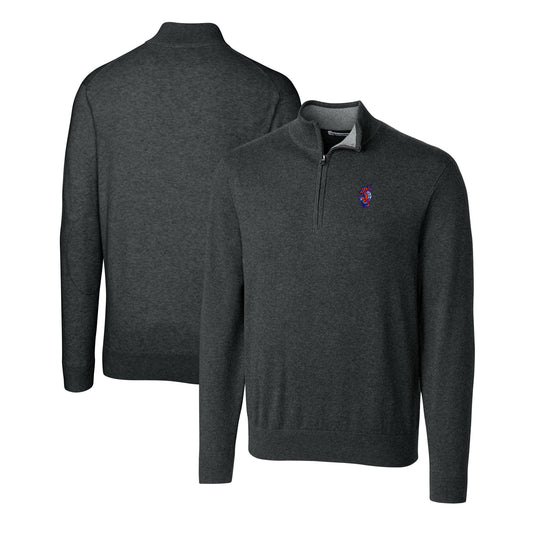 Men's Cutter & Buck  Heather Charcoal Florida Gators Swinging Gator Big & Tall Lakemont Tri-Blend Quarter-Zip Pullover Sweater