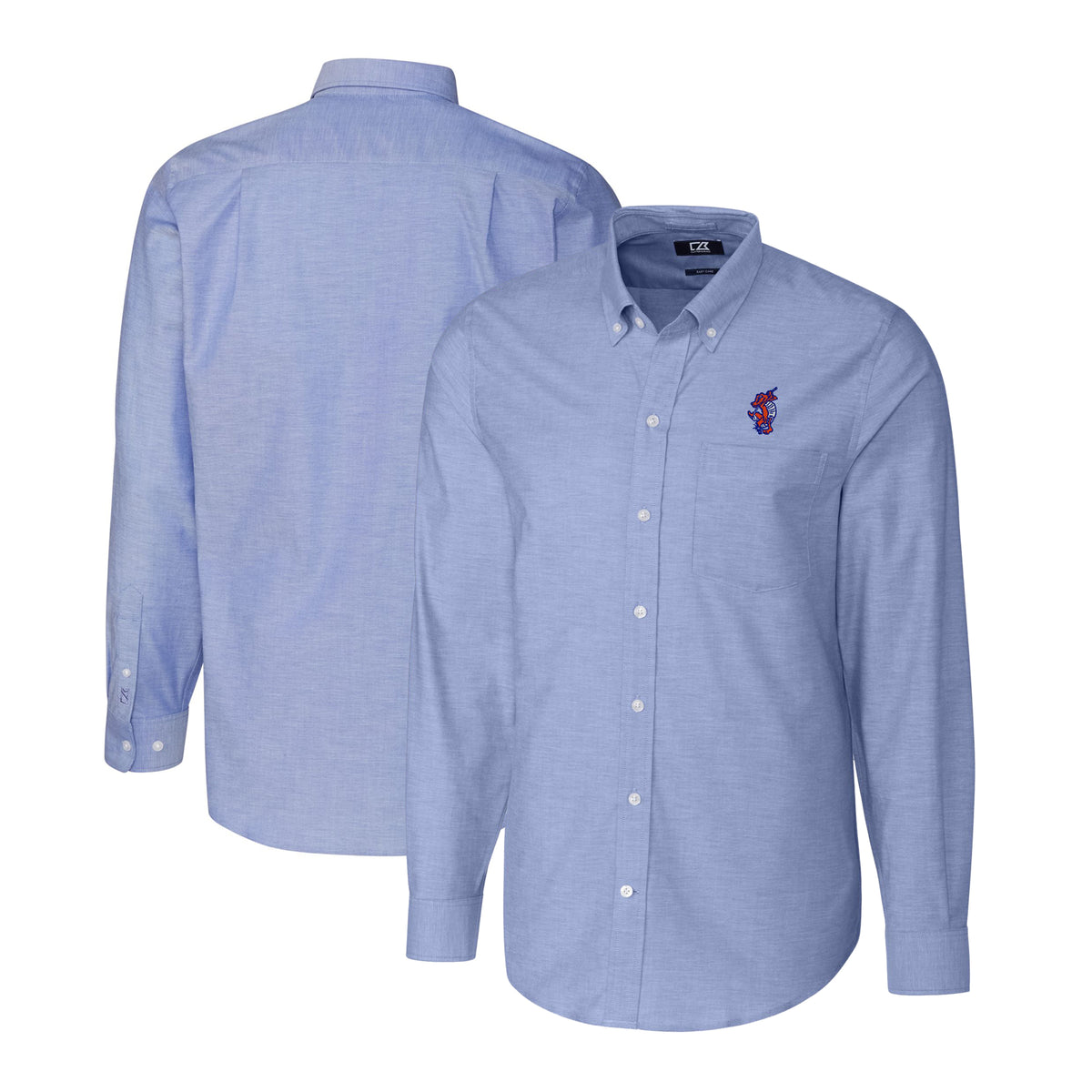 Men's Cutter & Buck  Royal Florida Gators Swinging Gator Big & Tall Oxford Stretch Tri-Blend Long Sleeve Button-Down Shirt
