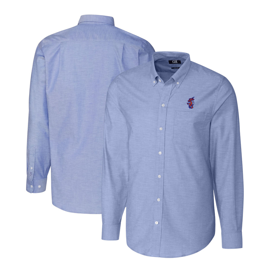 Men's Cutter & Buck  Royal Florida Gators Swinging Gator Big & Tall Oxford Stretch Tri-Blend Long Sleeve Button-Down Shirt