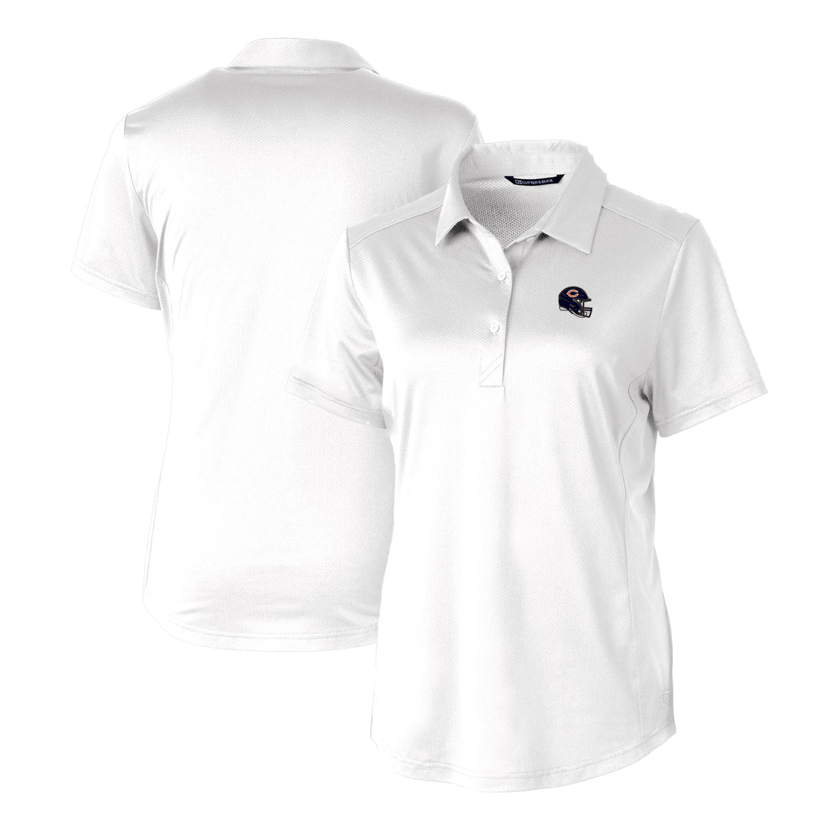Women's Cutter & Buck  White Chicago Bears Helmet Logo DryTec Prospect Textured Stretch Polo