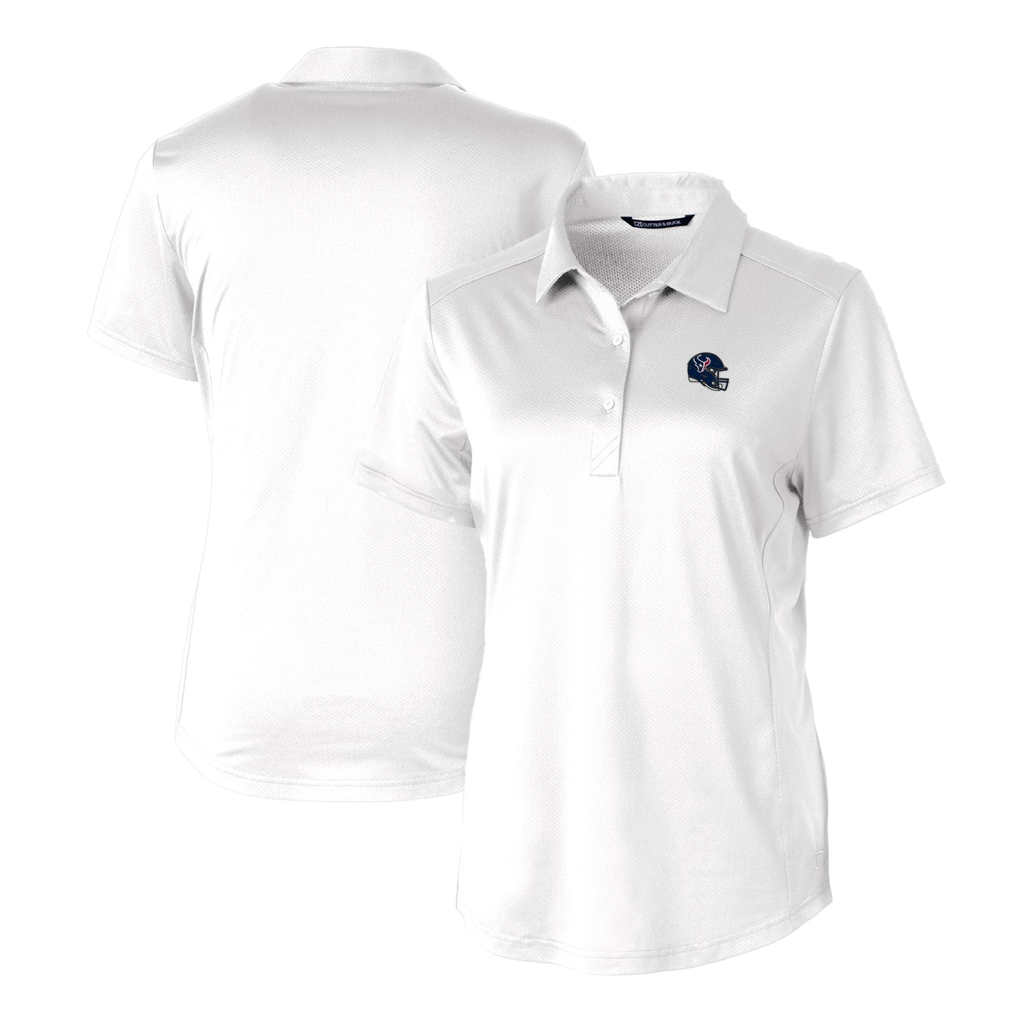 Women's Cutter & Buck  White Houston Texans Helmet Logo DryTec Prospect Textured Stretch Polo