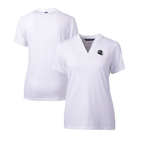 Women's Cutter & Buck  White Seattle Seahawks Helmet Logo DryTec Forge Stretch V-Neck Blade Top