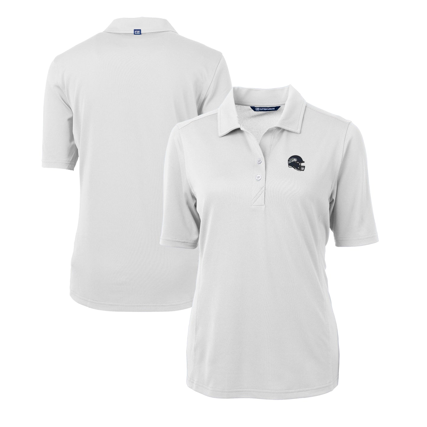 Women's Cutter & Buck  White Seattle Seahawks Helmet Logo DryTec Virtue Eco Pique Recycled Polo