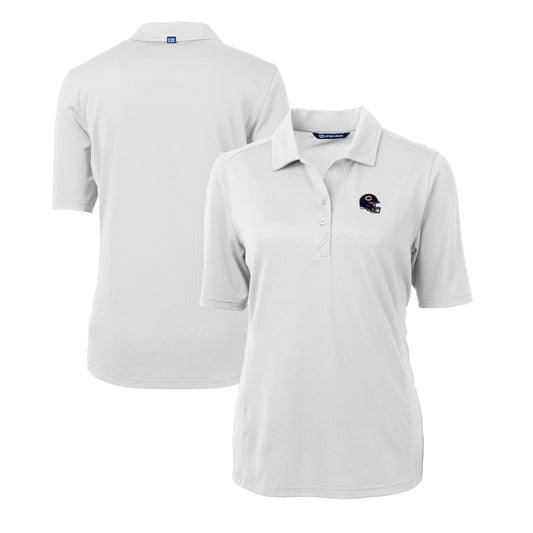 Women's Cutter & Buck  White Chicago Bears Helmet Logo DryTec Virtue Eco Pique Recycled Polo